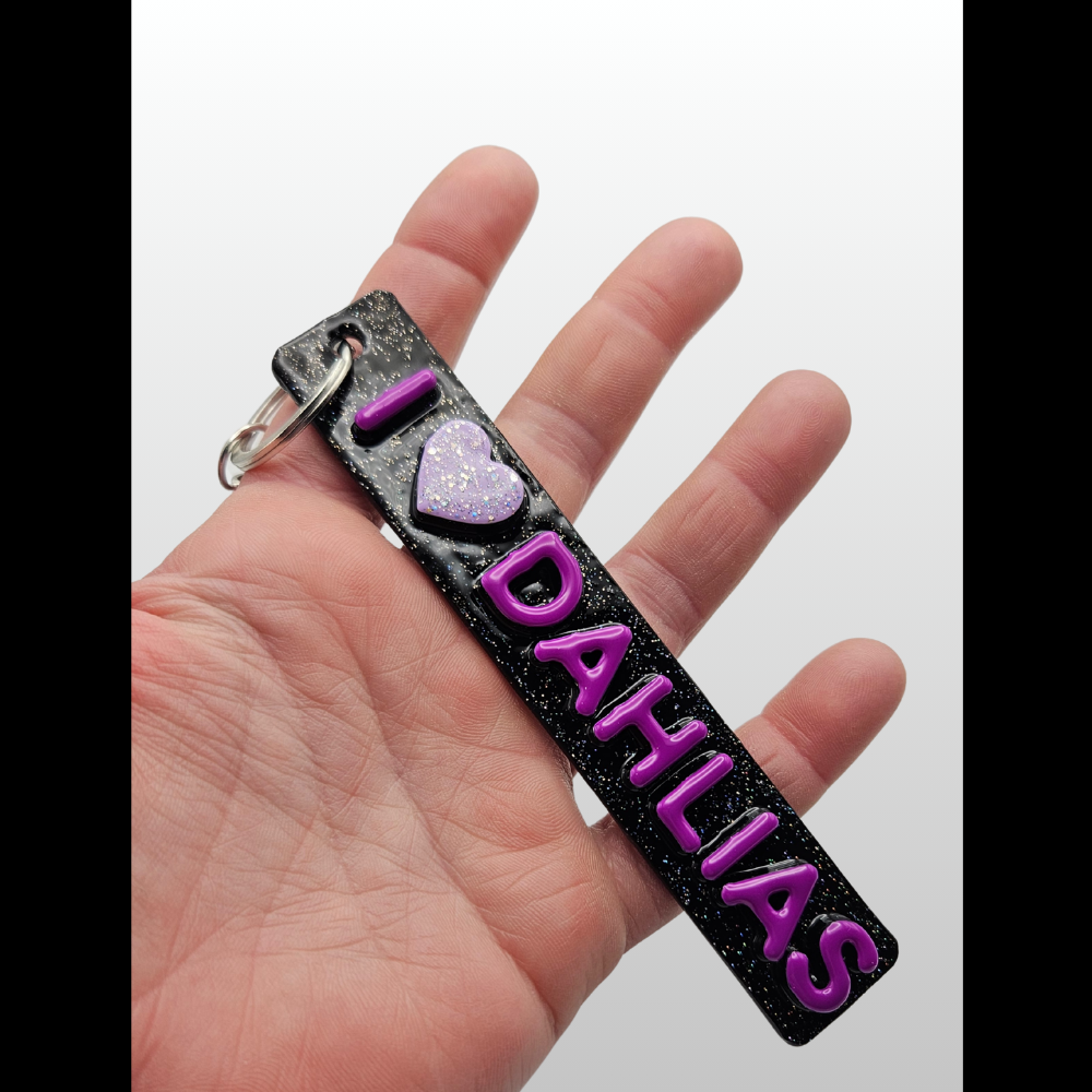 I ❤️ Dahlias Keychain - #005