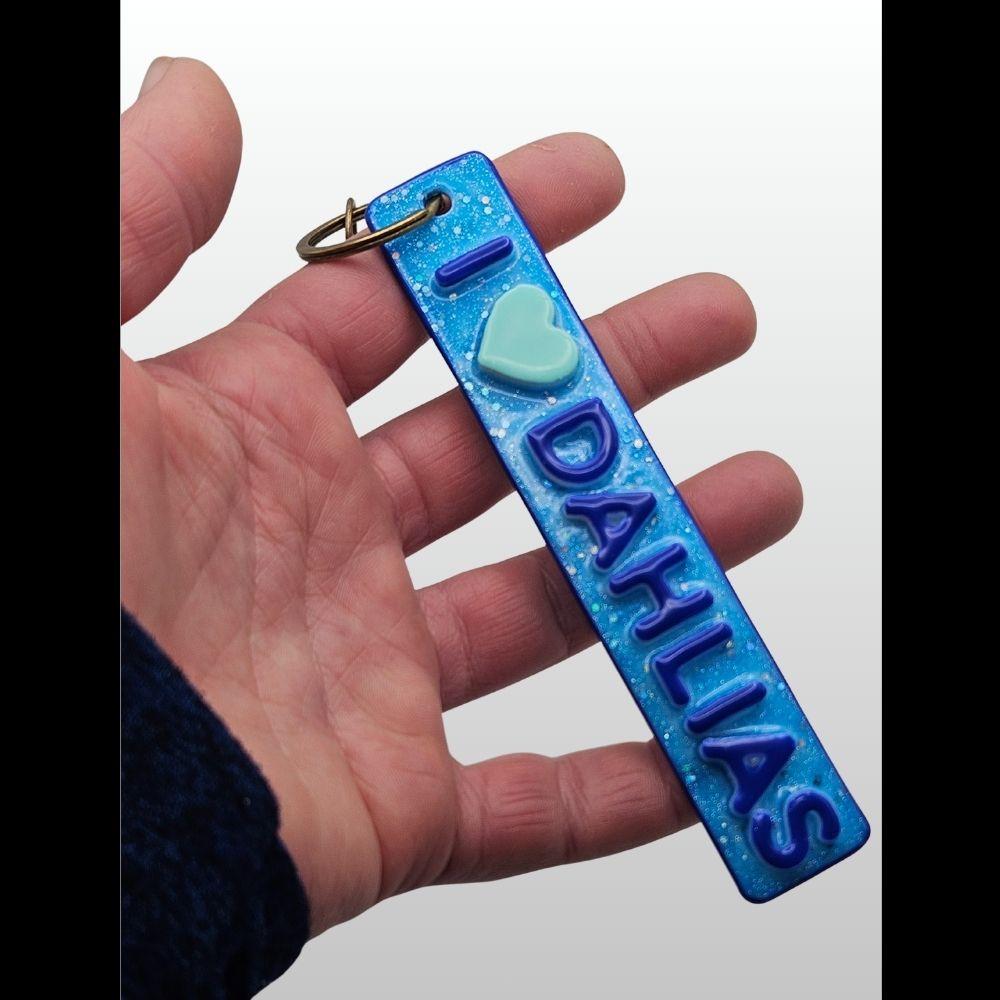 I ❤️ Dahlias Keychain - #002