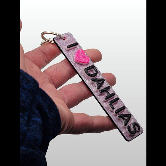 I ❤️ Dahlias Keychain - #001