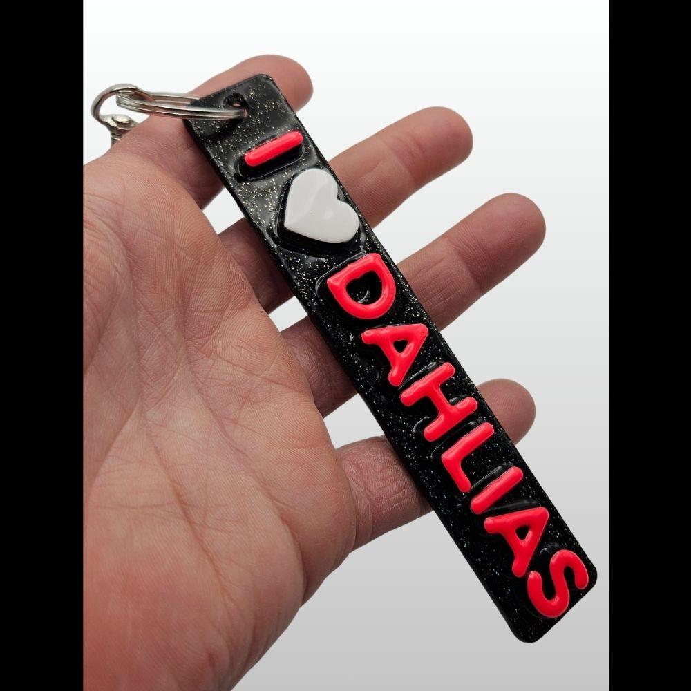 I ❤️ Dahlias Keychain - #006